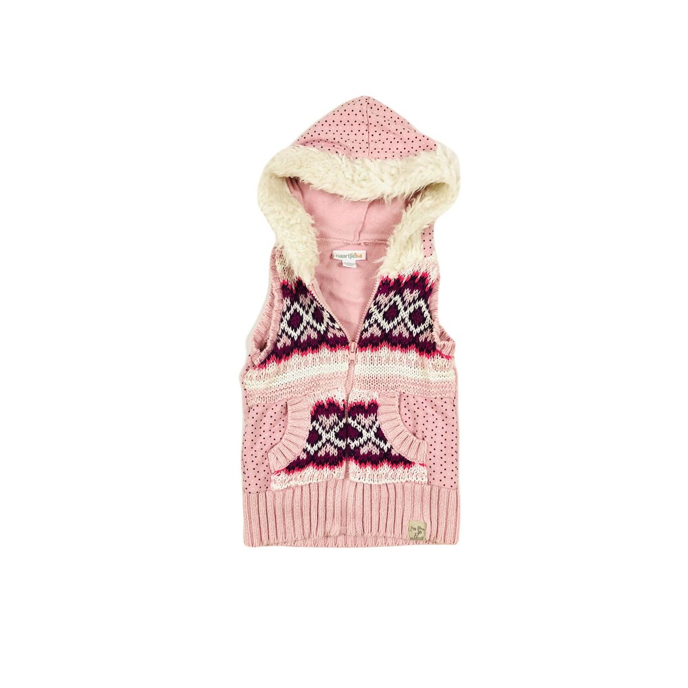 Naartjie Girls Hooded zip up Sweater Vest Size  4Y